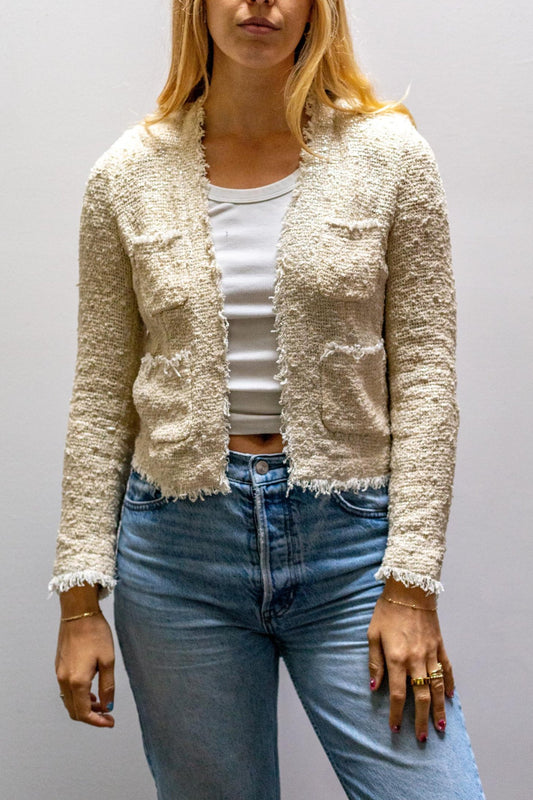 L’AGENCE Cream & Silver Woven Jacket