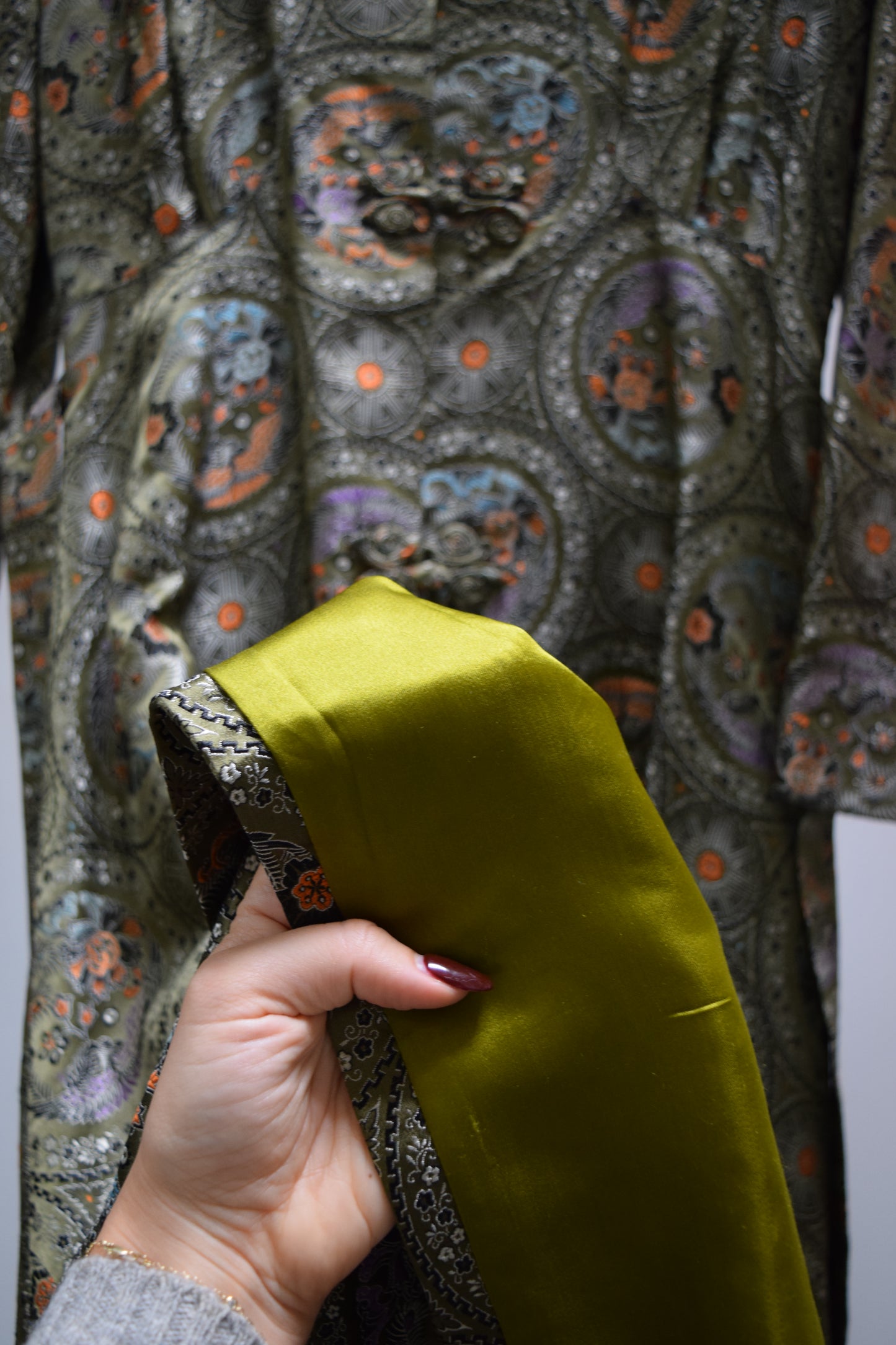 Vintage Green Silk Brocade Jacket