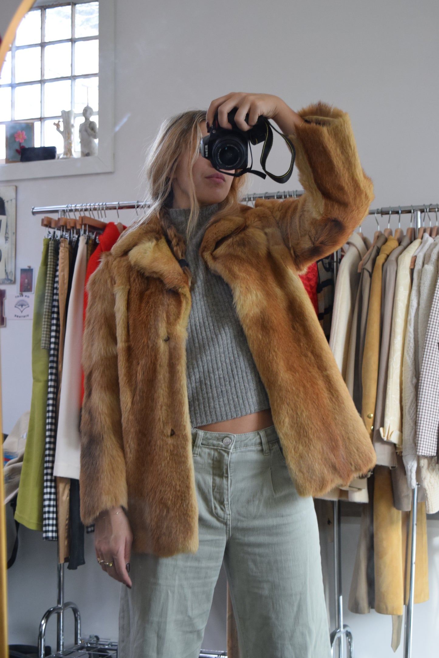 Vintage Orange Fur Coat