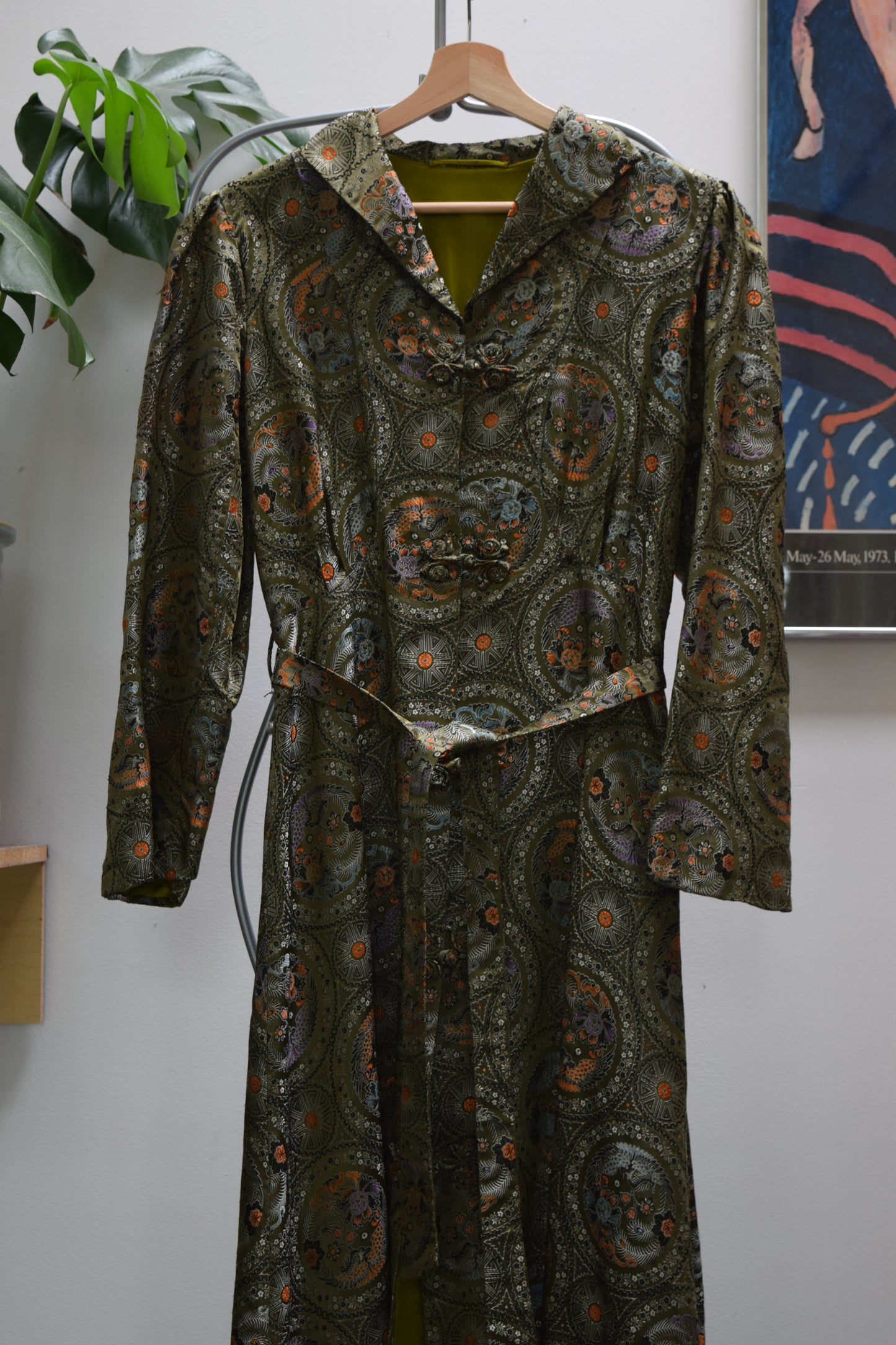 Vintage Green Silk Brocade Jacket