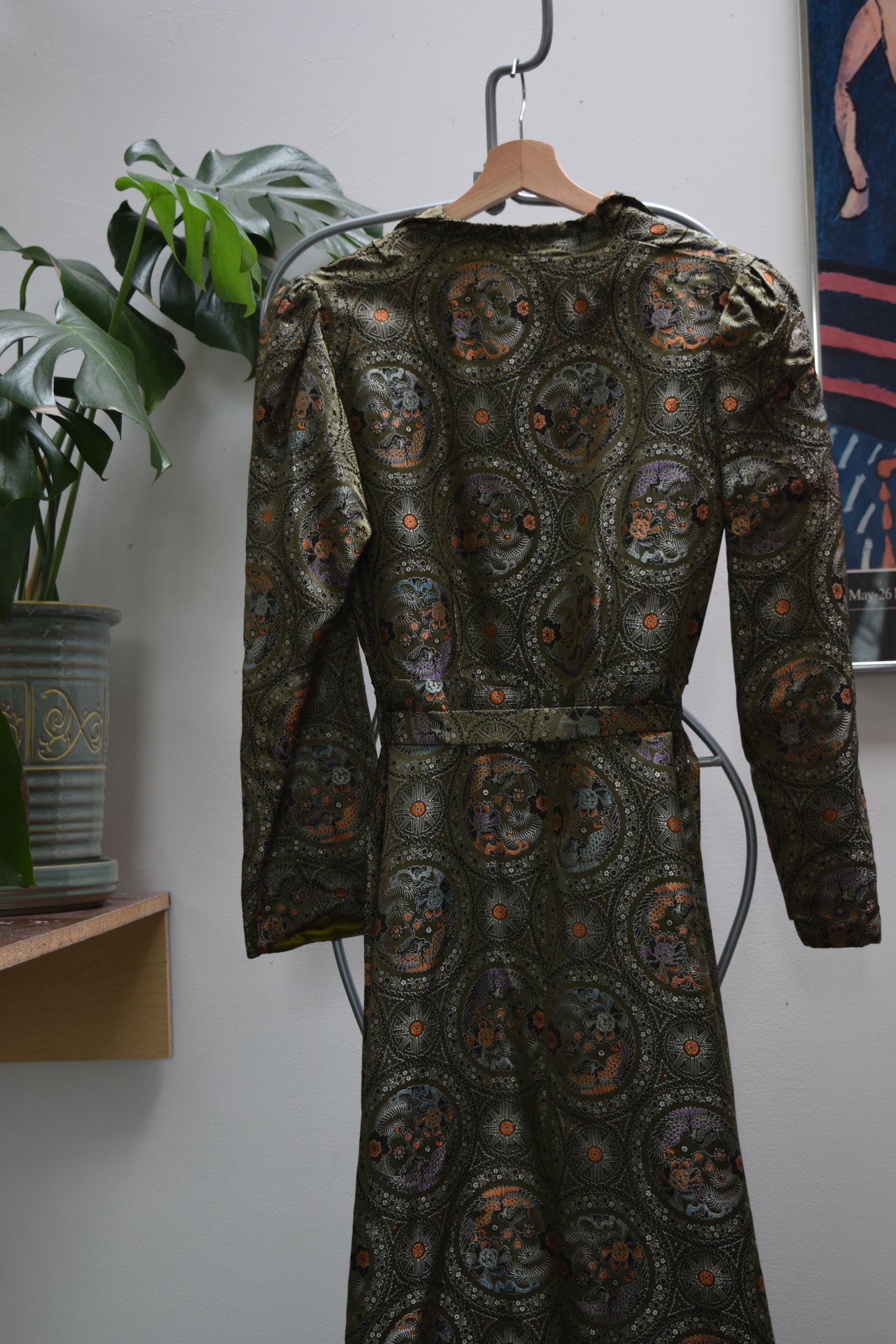 Vintage Green Silk Brocade Jacket