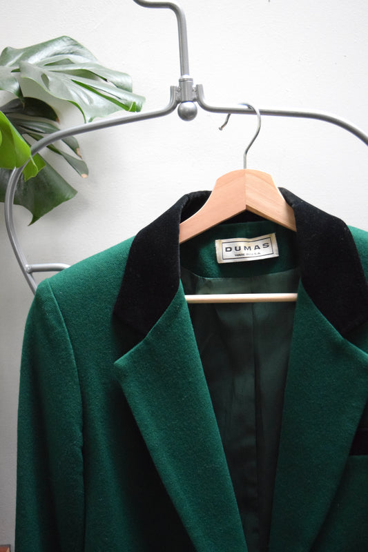 Vintage Dumas Green Wool & Velvet Blazer