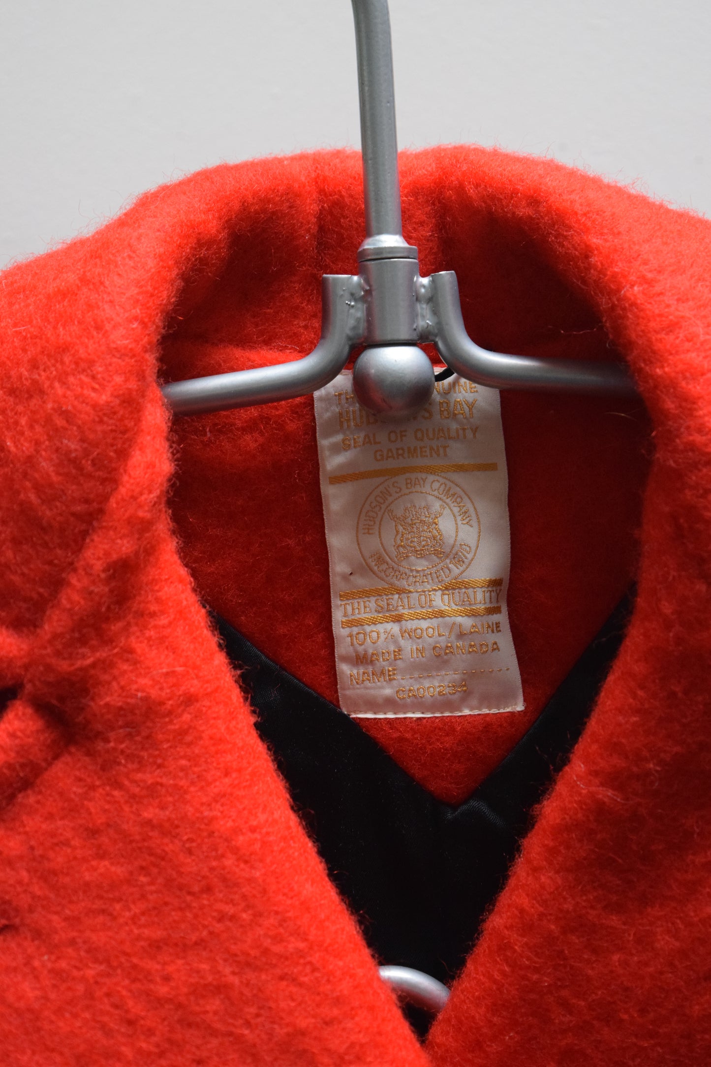 Vintage Hudson's Bay Point Blanket Coat Red Black Wool