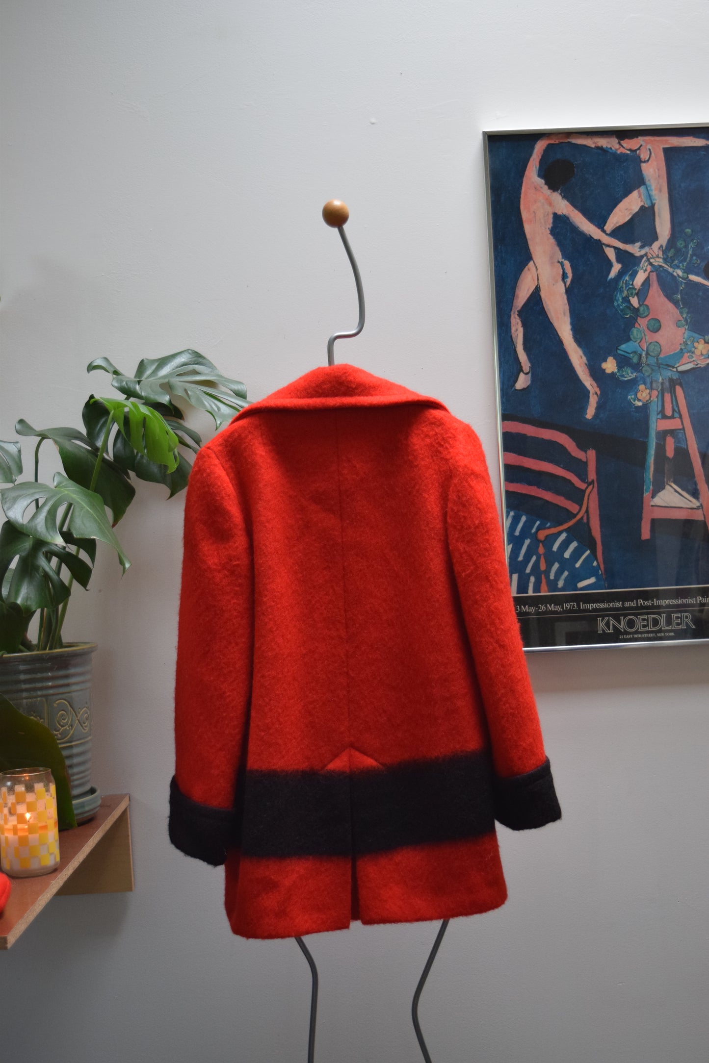 Vintage Hudson's Bay Point Blanket Coat Red Black Wool