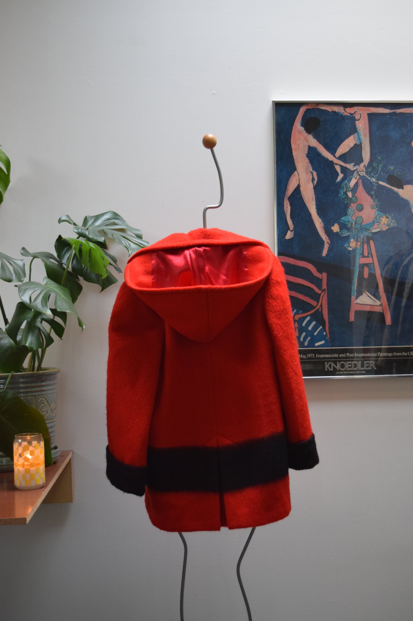 Vintage Hudson's Bay Point Blanket Coat Red Black Wool