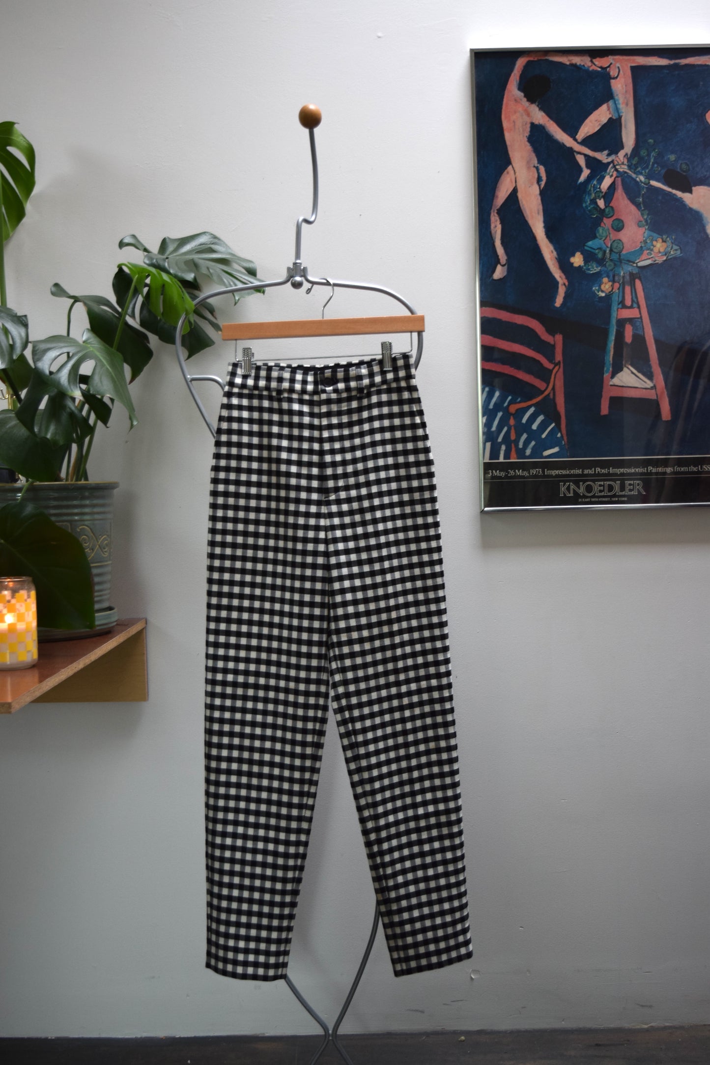 BALENCIAGA Black and White Plaid Trousers