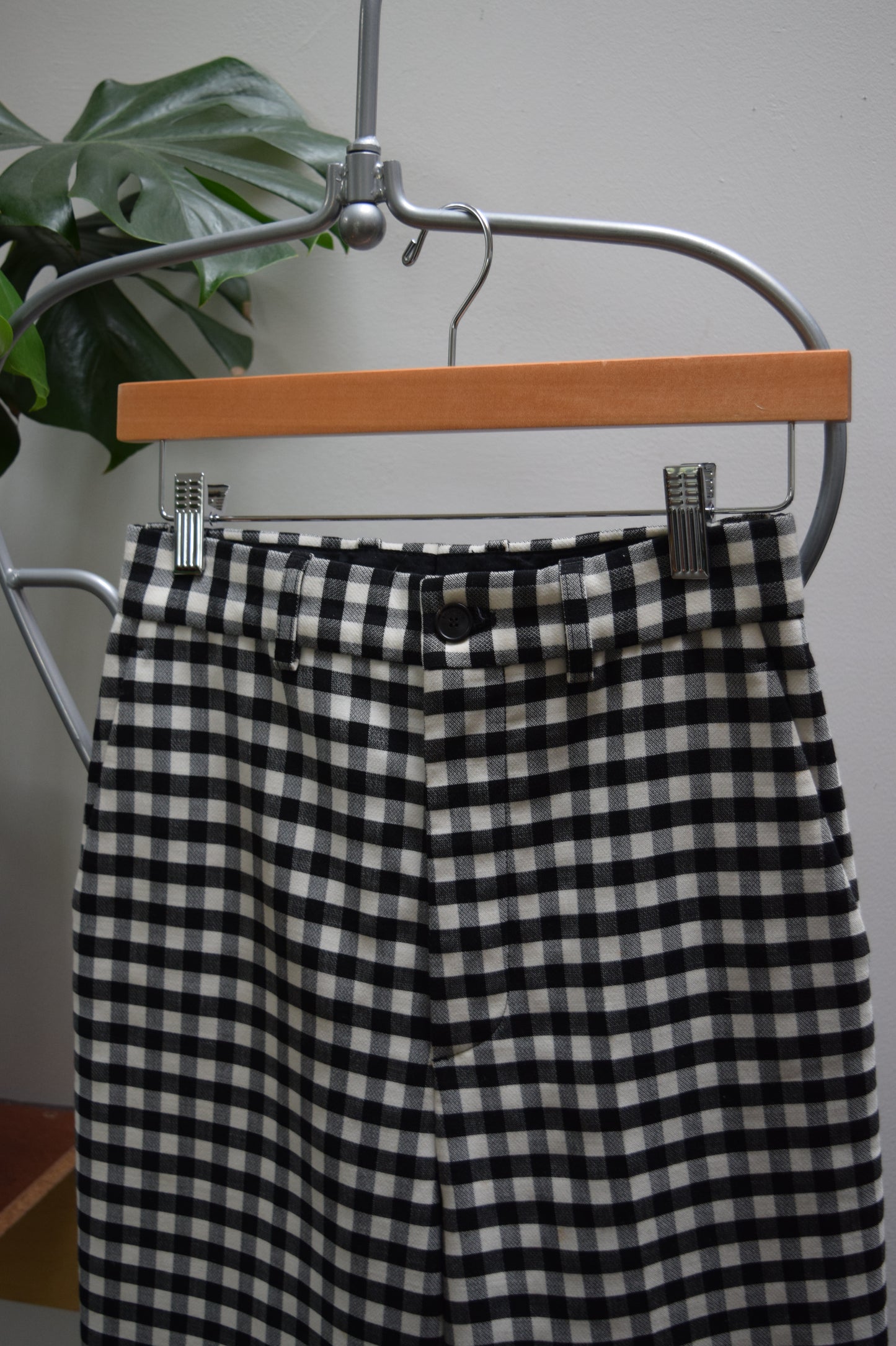 BALENCIAGA Black and White Plaid Trousers