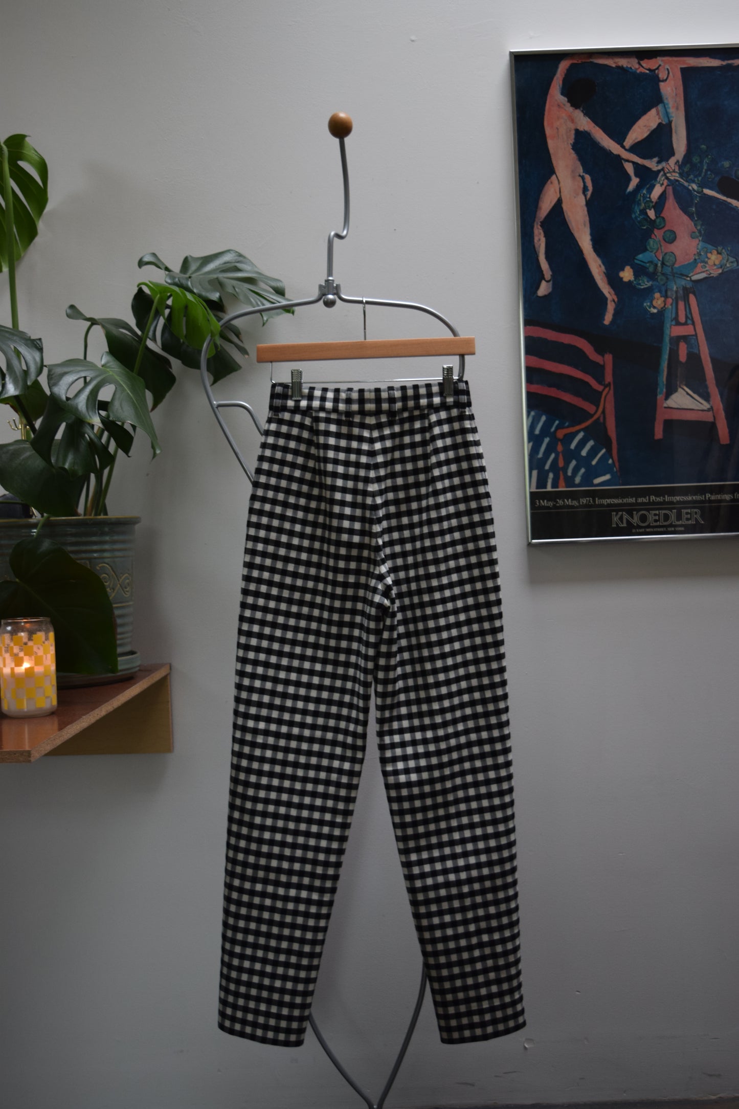 BALENCIAGA Black and White Plaid Trousers