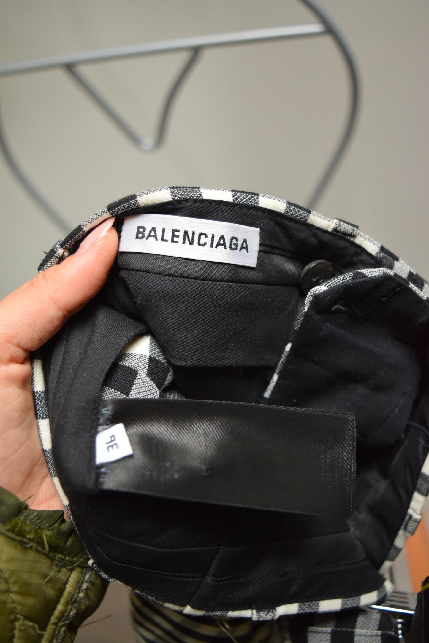 BALENCIAGA Black and White Plaid Trousers