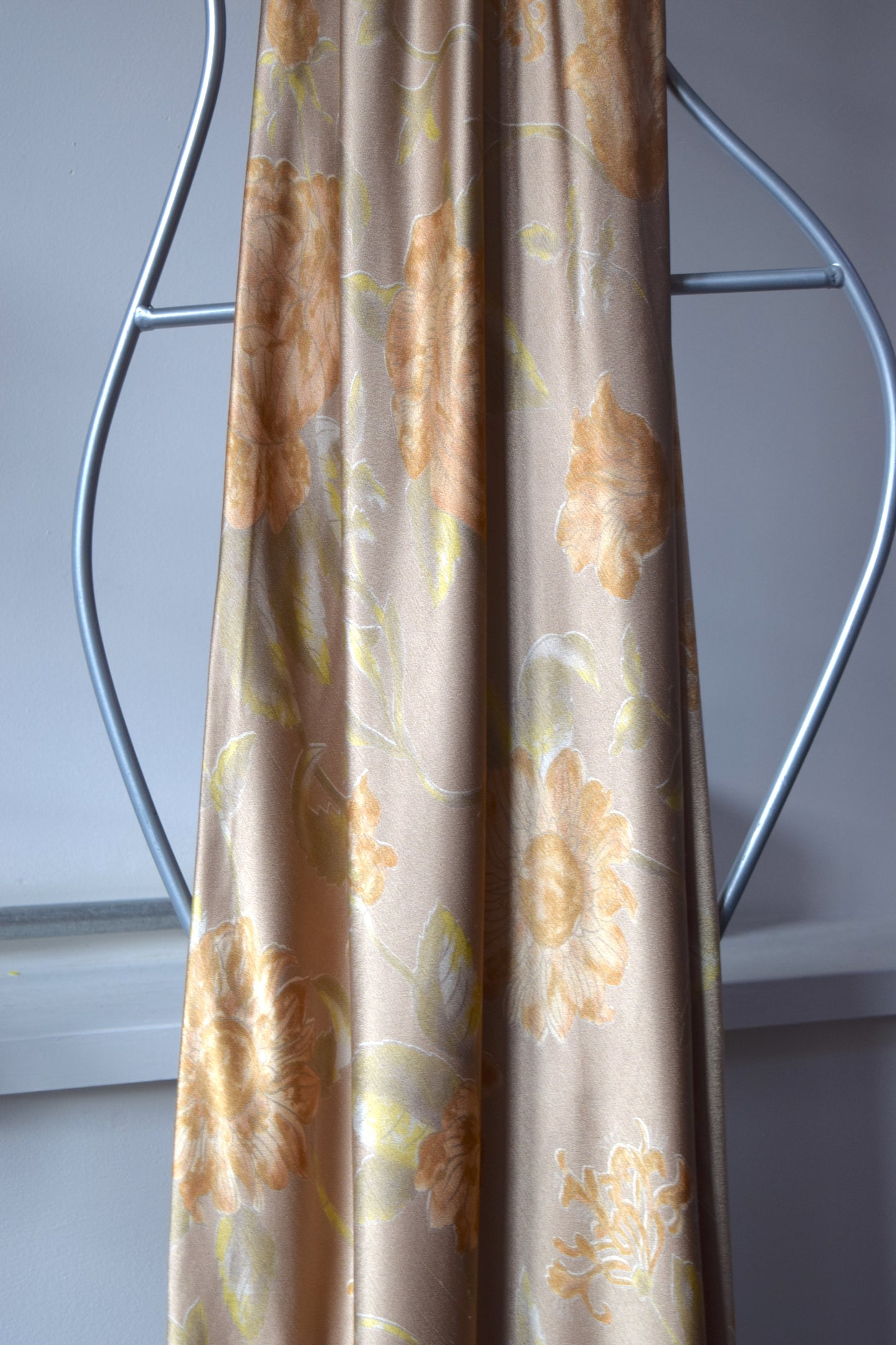 NYC Love Satin Gold Floral Maxi Dress